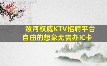 漯河权威KTV招聘平台自由的想象无需办IC卡
